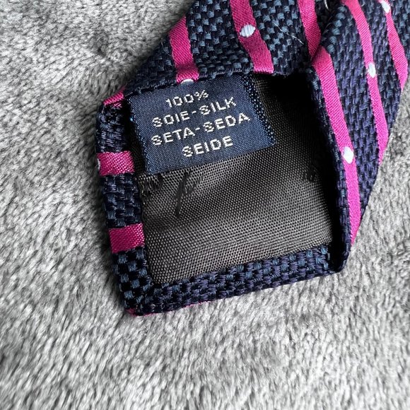 Faconnable Silk Tie Blue Mauve Pink Diagonal Stripe France - Picture 5 of 7